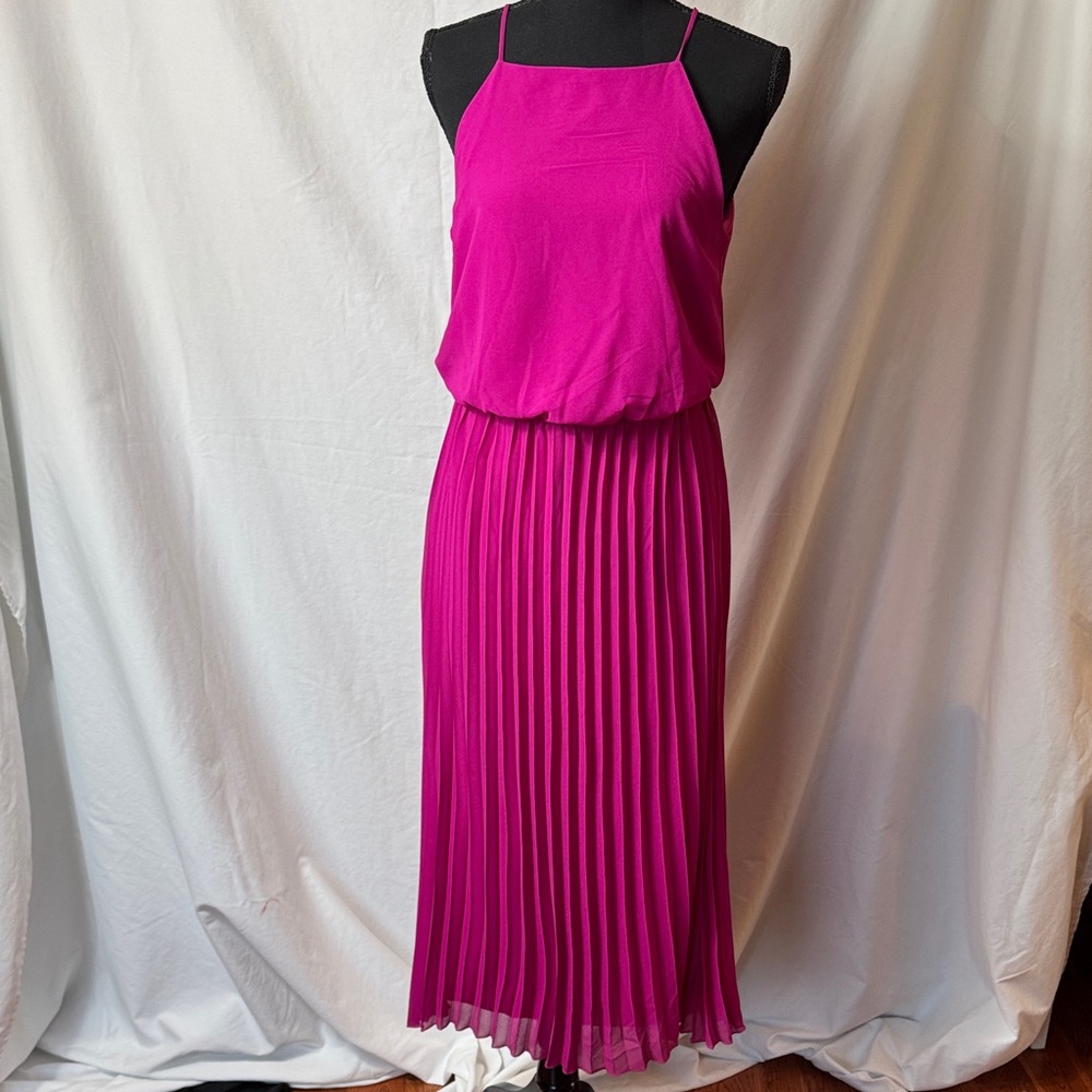 Sam Edelman Vibrant Pink Pleated Midi Dress